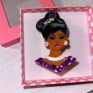 LIPSTICK AND CHROME LADY BROOCH